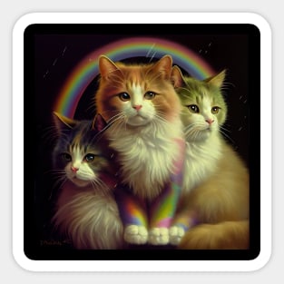 vintage rainbow cats Sticker